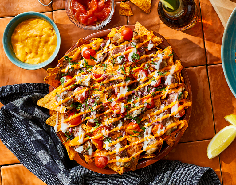 Chips de tortilla granitées et picanha